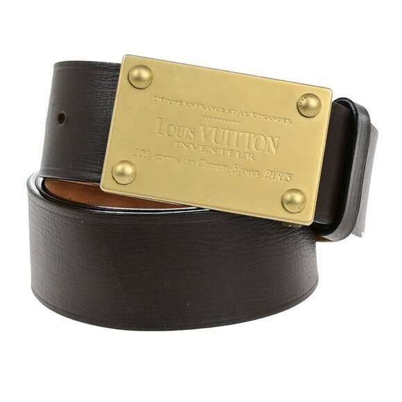 LOUIS VUITTON Logo Ceinture Utah Belt 110/44 Leather Brown GHW - Picture 1 of 14